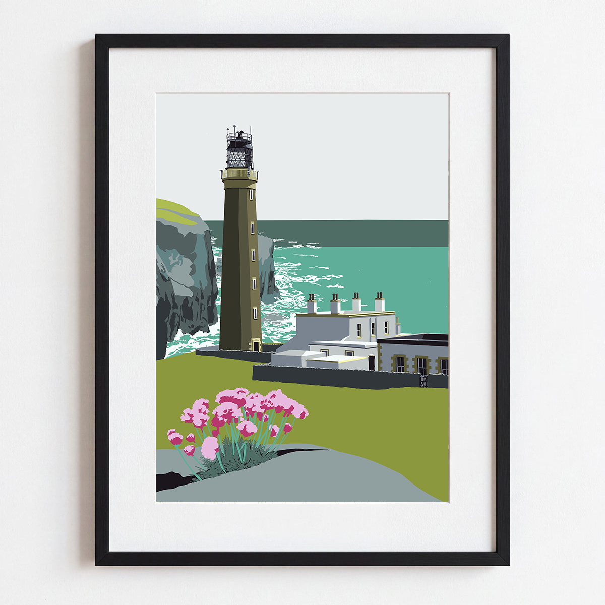 Framed print of the Butt of Lewis Lighthouse on the Isle of Lewis.