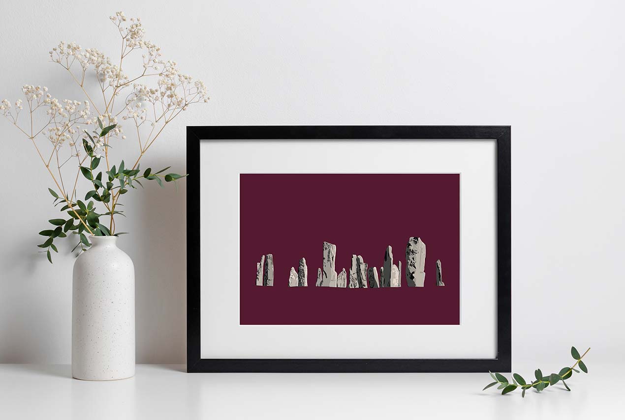 Framed art print of the Callanish Standing Stones on the Isle of Lewis by Lynne Maciver